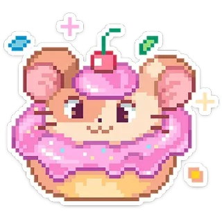 🍩 컵케이크, 디저트, 귀여운, 음식, 달콤한, 카와이, 픽셀아트 telegram sticker