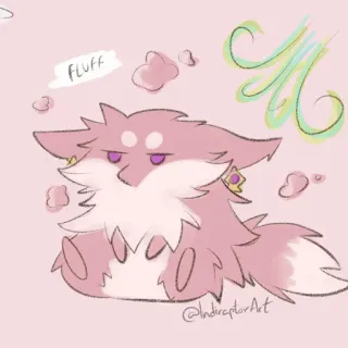 🍡 FLUFF fluffy, animal, cartoon, cute, pink, wind telegram sticker