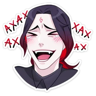 😆 AXAXAXAXAXAX 笑い, アニメ, 漫画, 邪悪, ニヤリ, 吸血鬼, 薄笑い whatsapp sticker