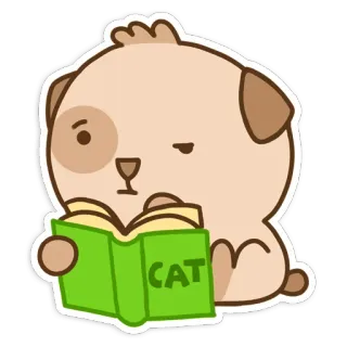 📖 CAT cão, leitura, livro, gato, fofo, animal, desenho animado telegram sticker