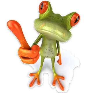 👍 żaba, zwierzę, 3D, kreskówka, żaba czerwonooka, kciuk w górę, gad telegram sticker