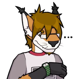 ⏱ Фурри, Антропоморфный, Кот, Ожидание, Наручные часы, Мысли telegram sticker