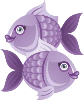 ♓ vis, dieren, paars, cartoon telegram sticker