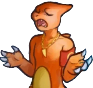 🤗 charmeleon, pokemon, angry, orange, cartoon, gold chain telegram sticker