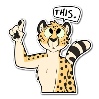 ☝️ THIS. 치타, 동물, 스티커, 만화, 가리키는 telegram sticker