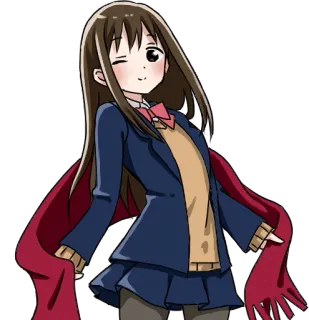 😉 fille anime, uniforme scolaire, mignon, clin d'oeil, écharpe whatsapp sticker