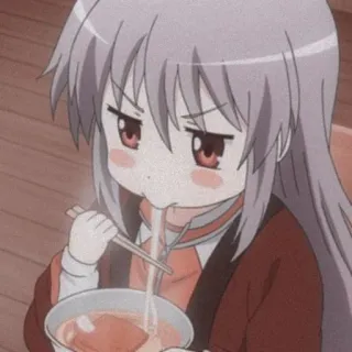 🥯 Anime, Garota, Comendo, Macarrão, Fofo, Comida, Hashis telegram sticker