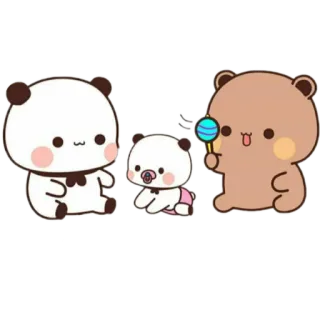 👨‍👩‍👦 แพนด้า, น่ารัก, การ์ตูน, หมี, ครอบครัว, เด็ก telegram sticker