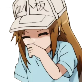 👳‍♀️ 血小板 Anime, Plaqueta, Cells at Work!, Chapéu, Bonito telegram sticker