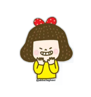 😊 sanba3aghani dessin animé, fille, nœud, illustration, personnage whatsapp sticker