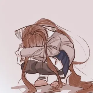 📄 Monika Doki Doki Literature Club! animé, fille, pleurs, triste, Monika, DDLC telegram sticker
