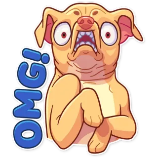 😨 OMG! Hund, omg, geschockt, Cartoon, lustig, Gesichtsausdruck, Tier whatsapp sticker