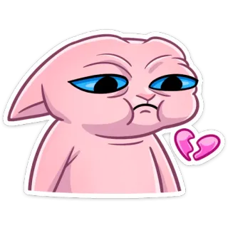 💔 귀여운, 만화, 슬픈, 상심, 분홍색, 고양이 telegram sticker