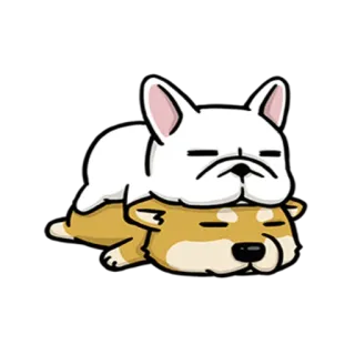 💑 hond, puppy, slaap, schattig, dier, franse bulldog, shiba inu telegram sticker