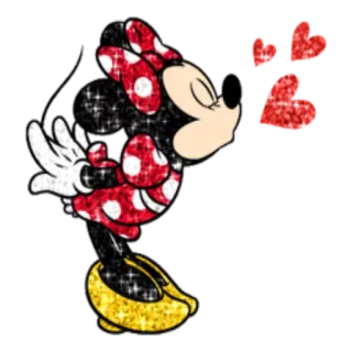 😘 Minnie Mouse Minnie Maus, Cartoon, Disney, Herzen, Liebe, animiert, Glitzer, Schleife telegram sticker