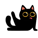 😕 cat, black cat, animal, cute, pet, cartoon telegram sticker