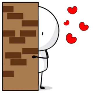 ❤ liefde, hart, schattig, verstoppen, verlegen, personage, muur telegram sticker