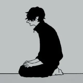 👁‍🗨 Anime, Illustration, Triste, Monochrome, À genoux telegram sticker