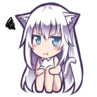 😐 Katzenmädchen, Anime, Niedlich, Wütend, Chibi, Kawaii telegram sticker