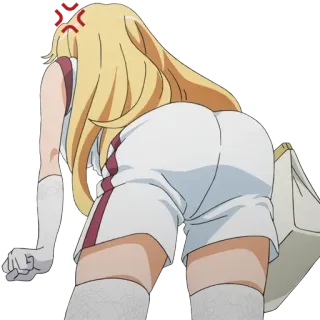 🍑 anime, chica, rubia, vista trasera whatsapp sticker
