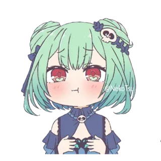 🙂 @NekoTsu Anime, Fofo, Crânio, Garota, Desenho animado, Desenho telegram sticker