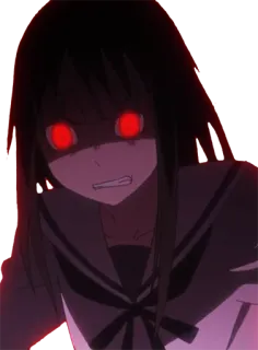 😡 アニメ, 怒り, 女の子, 赤い目, 制服, 怖い telegram sticker