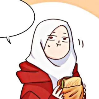🌂 히잡, 무슬림, 여자, 샌드위치, 음식 whatsapp sticker