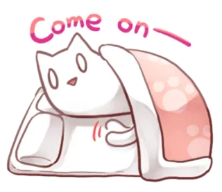 🛏 Come on gato, lindo, dibujos animados, kawaii, petición, rogando whatsapp sticker
