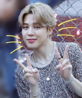 ✌ Jimin K-Pop, BTS, cantor, Jimin, idol, artista, gesto de paz whatsapp sticker