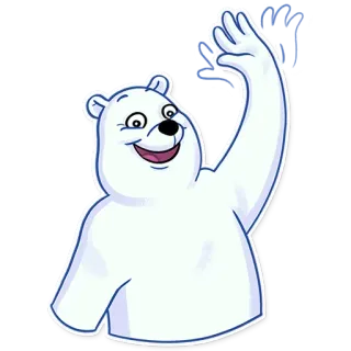 👋 белый медведь, мультфильм, машет, счастливый, животное whatsapp sticker