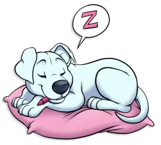 🛌 Z perro, dormido, almohada, dibujos animados, perezoso, lindo, sueño telegram sticker