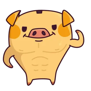💪 porco, musculoso, desenho animado, animal, engraçado, bombado, músculo whatsapp sticker