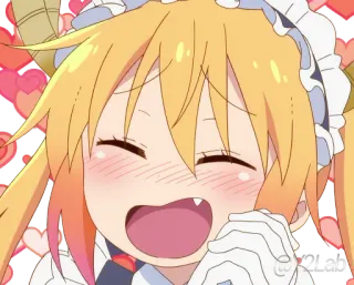 🥰 Tohru Miss Kobayashi's Dragon Maid Anime, Rồng, Maid, Kawaii, Dễ thương, Vui vẻ telegram sticker
