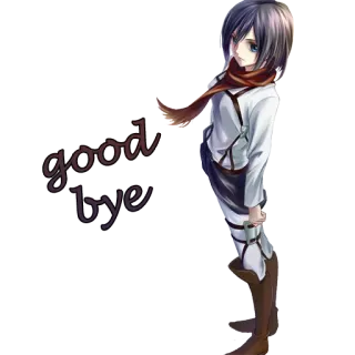 ✋ Mikasa Ackerman Attack on Titan good bye Anime, Personage, Vaarwel, Afscheid, Anime meisje telegram sticker