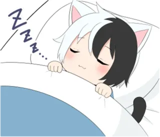 💤 ZZZ... сон, спящий, кот, аниме, милый, каваий, нэко telegram sticker