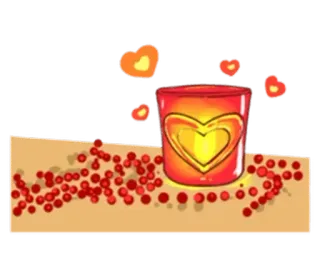 🧡 เทียน, หัวใจ, โรแมนติก, ตกแต่ง, ความรัก telegram sticker