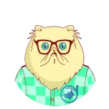 👍 cat, persian cat, glasses, cartoon, sticker, animal, pet, anthropomorphic telegram sticker