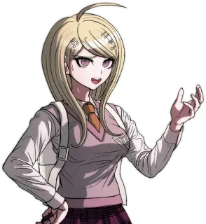 😓 Kaede Akamatsu Danganronpa Anime, Gra wideo, Dziewczyna, Postać, Blondynka, Mundur szkolny whatsapp sticker