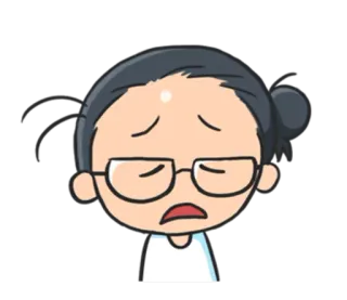 😩 卡通, 难过, 生气, 眼镜, 女人 telegram sticker