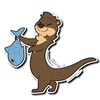 🐟 otter, fish, cute, animal, cartoon telegram sticker