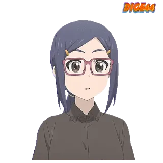 😮 DICE4U anime, woman, glasses, cartoon, character telegram sticker