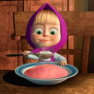 🍛 Masha Masha and the Bear Cartoon, Kind, Eten, Eten, Soep telegram sticker