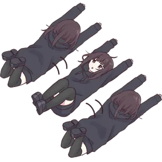 🫠 cô gái anime, hoạt hình, nhãn dán, dễ thương, áo hoodie, cô gái telegram sticker