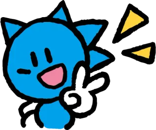 ✌️ cartoon, character, peace sign, blue, spiked telegram sticker
