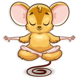 😌 rato, yoga, meditação, desenho animado, pacífico, relaxamento, animal whatsapp sticker