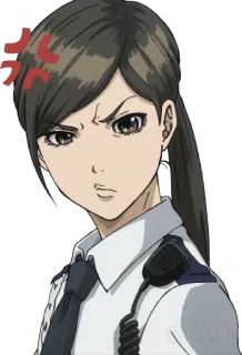 💢 Anime, Frau, Wütend, Polizei, Uniform whatsapp sticker