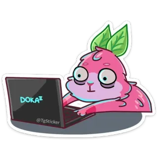 💻 DOKA II การ์ตูน, สัตว์, แล็ปท็อป, คอมพิวเตอร์, เกม, doka telegram sticker