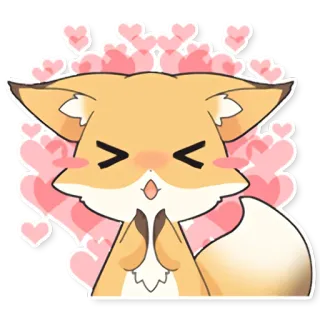 ❤️ fuchs, süß, tier, kawaii, herzen, liebe, glücklich whatsapp sticker