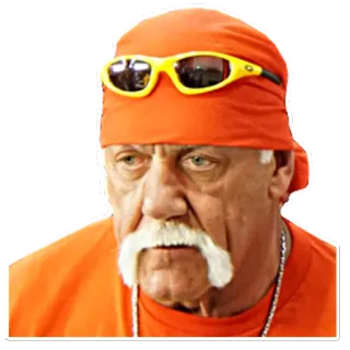 😒 Hulk Hogan wrestler, celebrità, Hulk Hogan, bandana arancione, occhiali da sole telegram sticker