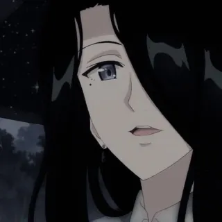 😏 动漫, 女人, 肖像, 黑发 telegram sticker